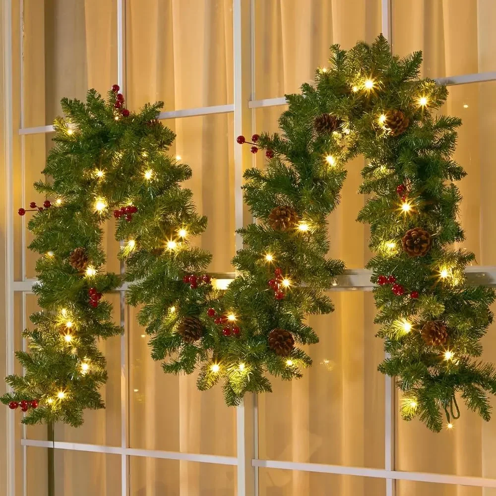 9' New Joiedomi 9Ft Artificial Christmas Garland Prelit with LED Lights,